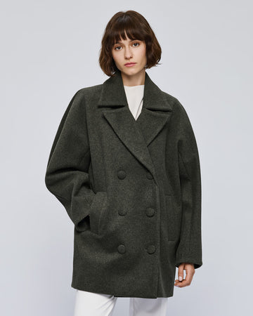 Access Fashion Short Double Breasted Green Coat