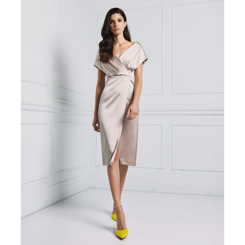 Access Fashion Silver Midi Satin Dress