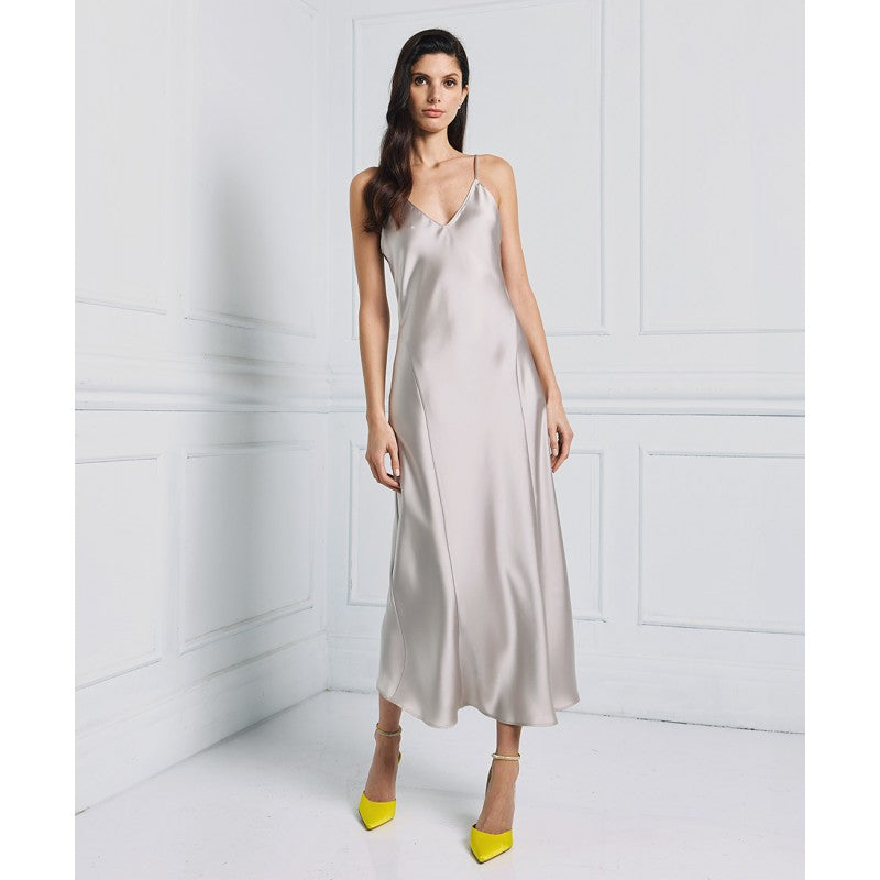 Access Fashion Silver Strappy Satin Dress