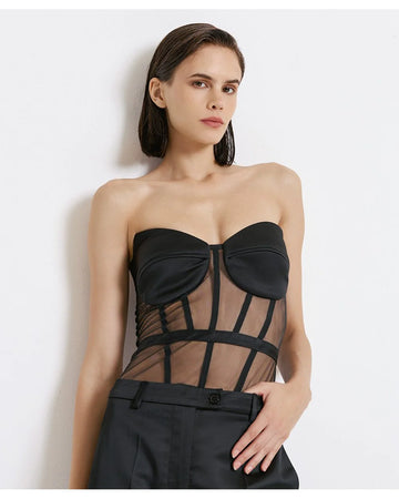Access Fashion Strapless Black Bustier