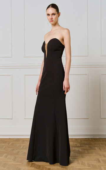 Access Fashion Strapless Lace Maxi Black Dress