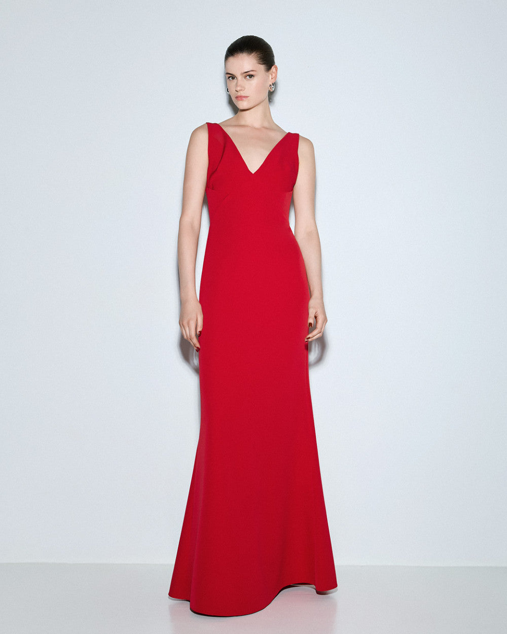 Access Fashion V Neck Full Length Red Dress