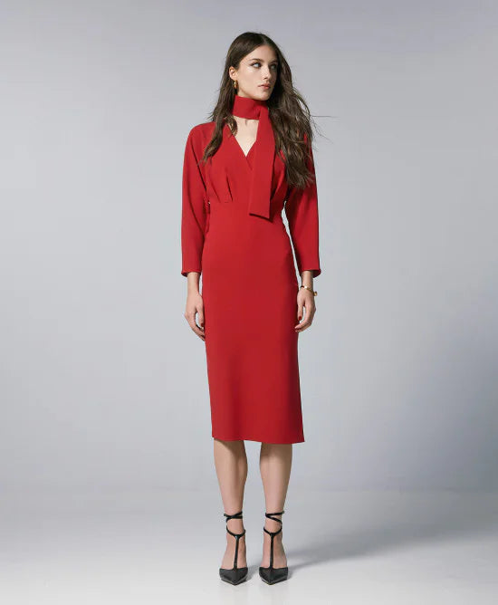 Access Fashion V Neck Red Dress