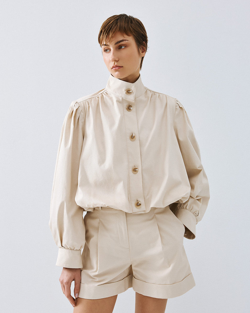 Access Fashion Vanilla Baloon Bomber Jacket With Puffed Sleeve