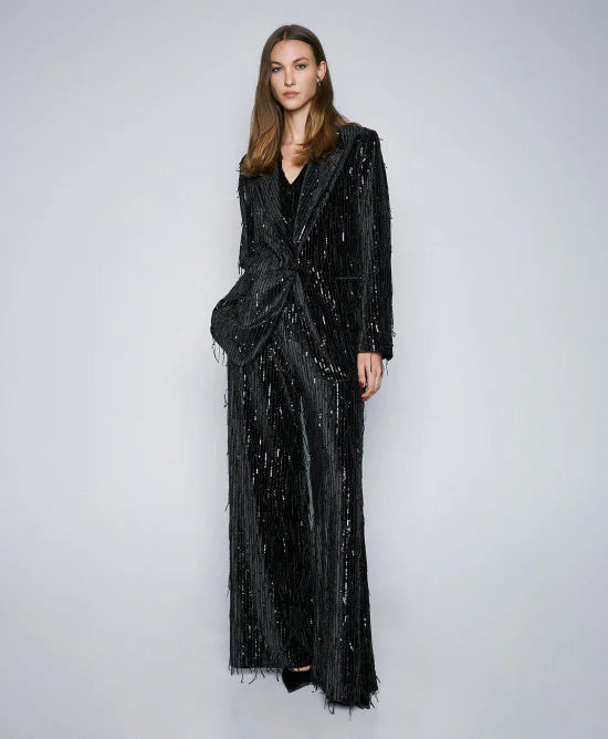 Access Fashion Velvet Pants With Sequins