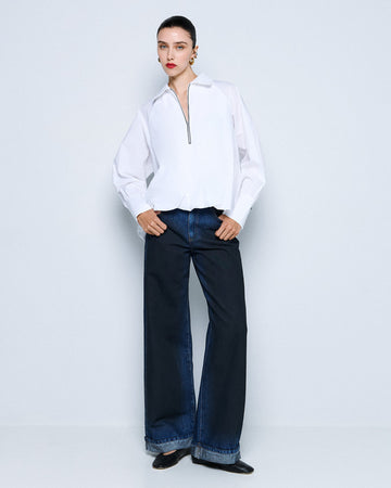 Access Fashion White Blouse With Collar & Zip