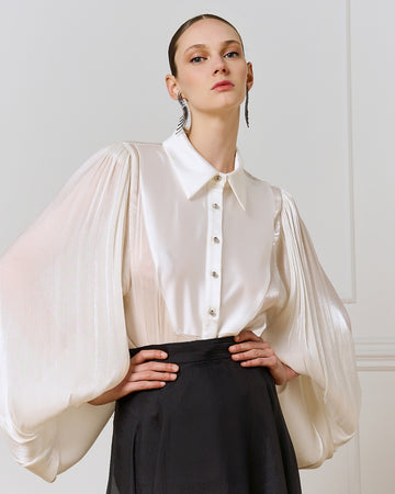 Access Fashion White Bodysuit Blouse With Satin Details