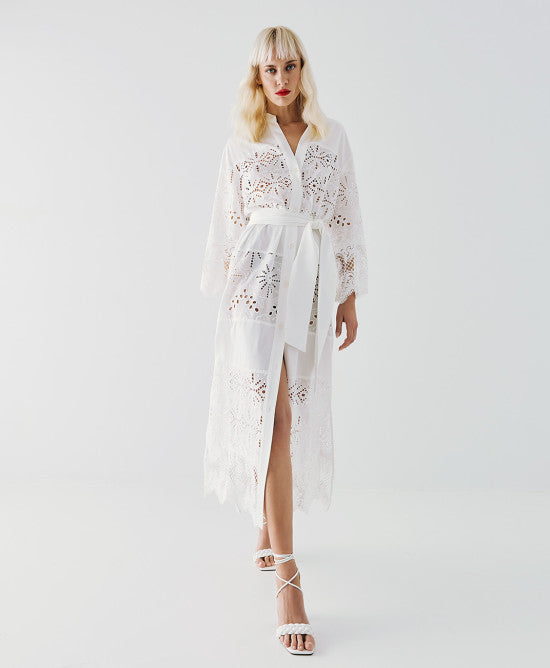 Access Fashion White Shirt Dress With Sequins