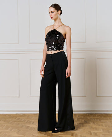 Access Fashion Wide Leg Black Trouser