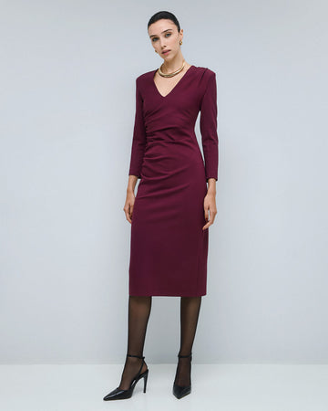 Access Fashion Wine Ruched Dress