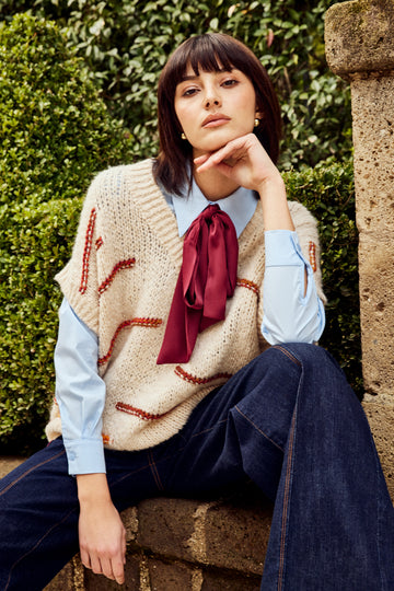 FlyGirl Blue Celeste Shirt With Detachable Burgandy Tie