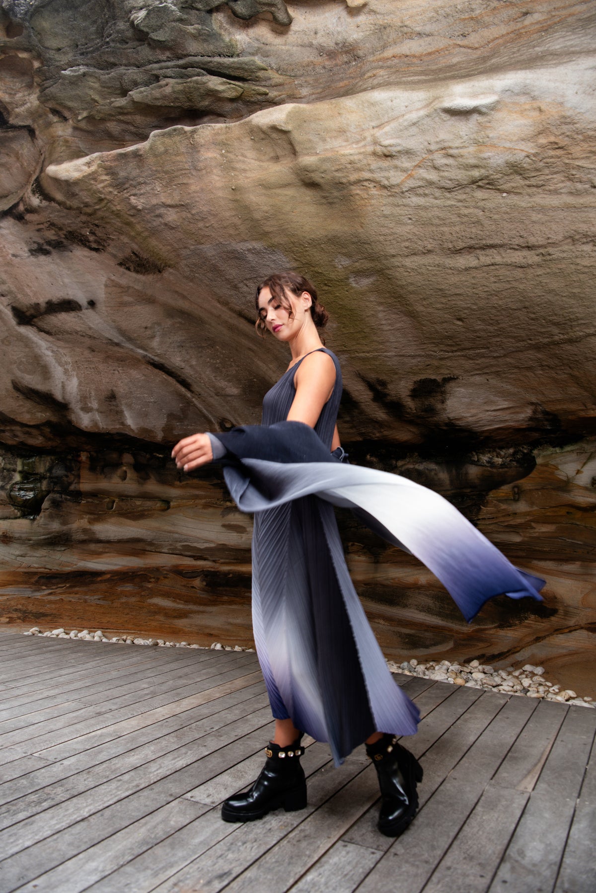 Alquema Jet To Blanc Estrella Dress &amp; Collare Coat