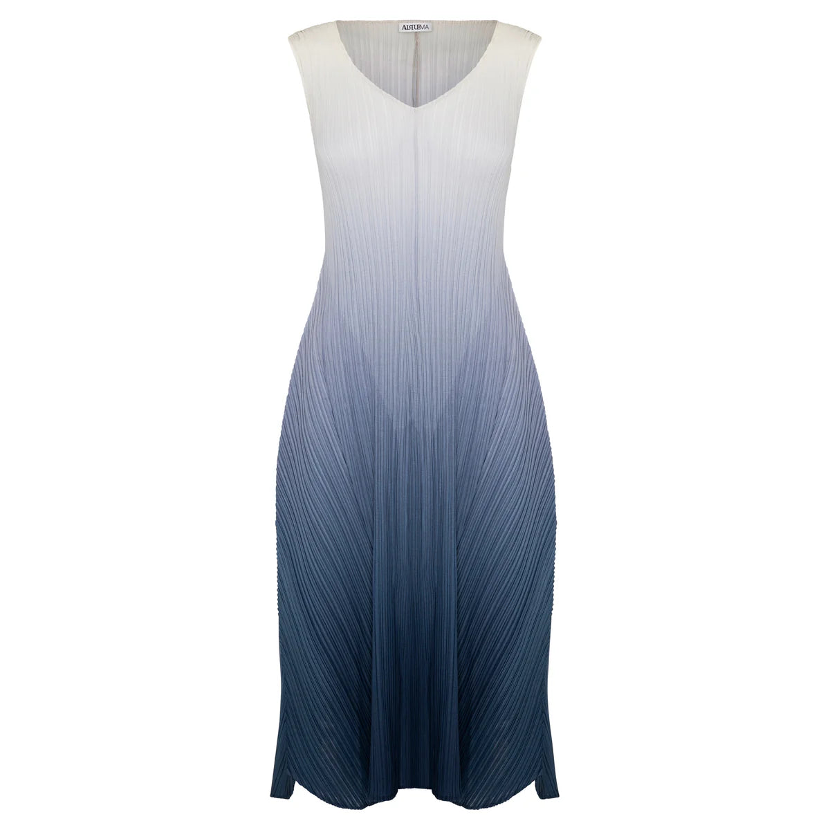 Alquema Marshmellow To Indigo Ombre Long Estrella Dress And Collare Old Coat