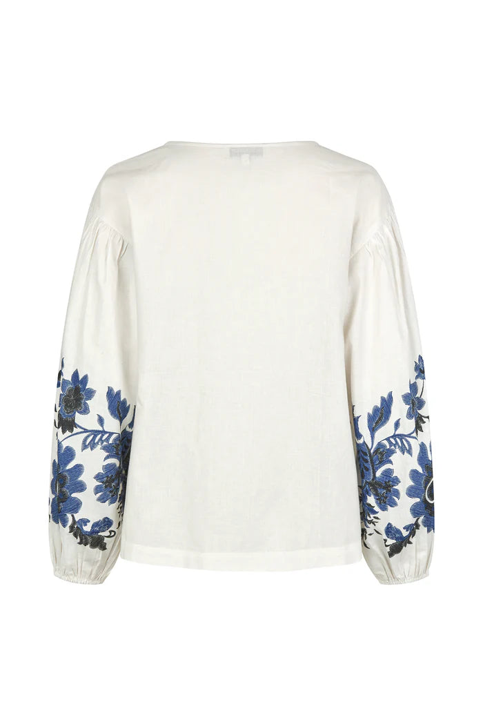 Lollys Laundry Crème 3/4 Length Askar Sleeve Blouse