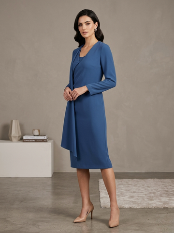 Birelin Midi Length Blue Dress