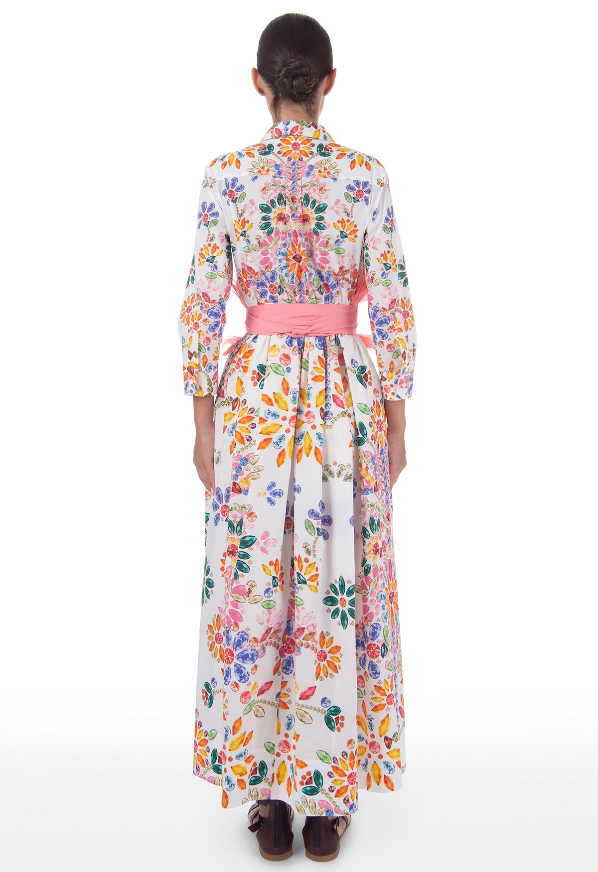 Sara Roka ElenaT96 Midi/Full Length Wrap Floral Print Shirt Dress