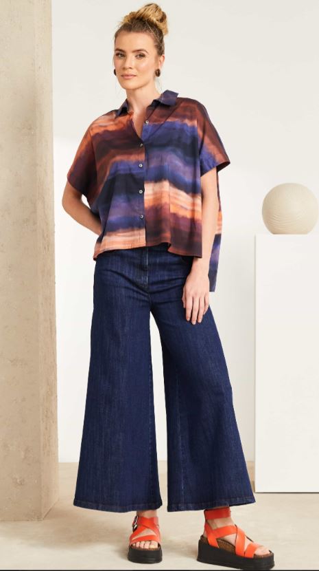 Naya Flared Denim Crop Trouser