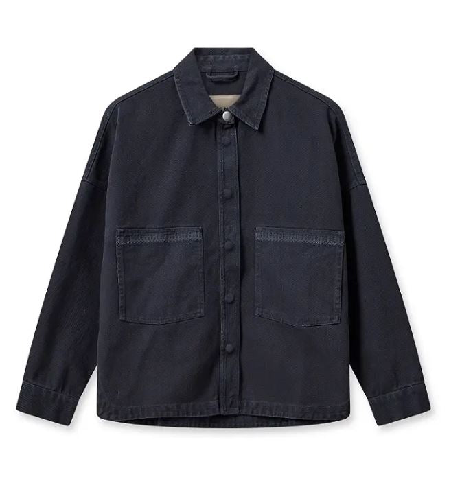 Mos Mosh Salute Navy Embroidery Cotton Shirt