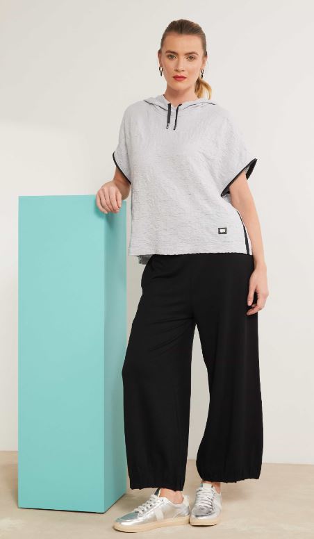 Naya Black Wide Leg Trouser With Tuck Hem Detail