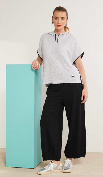 Naya Black Wide Leg Trouser With Tuck Hem Detail