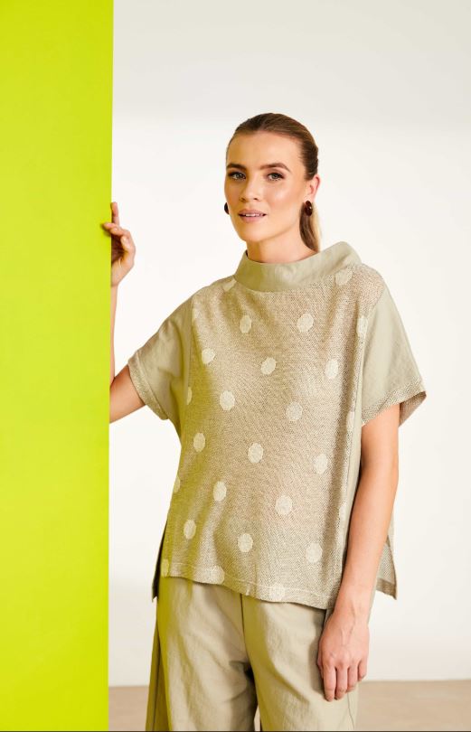 Naya High Neck Spot Knitted Top