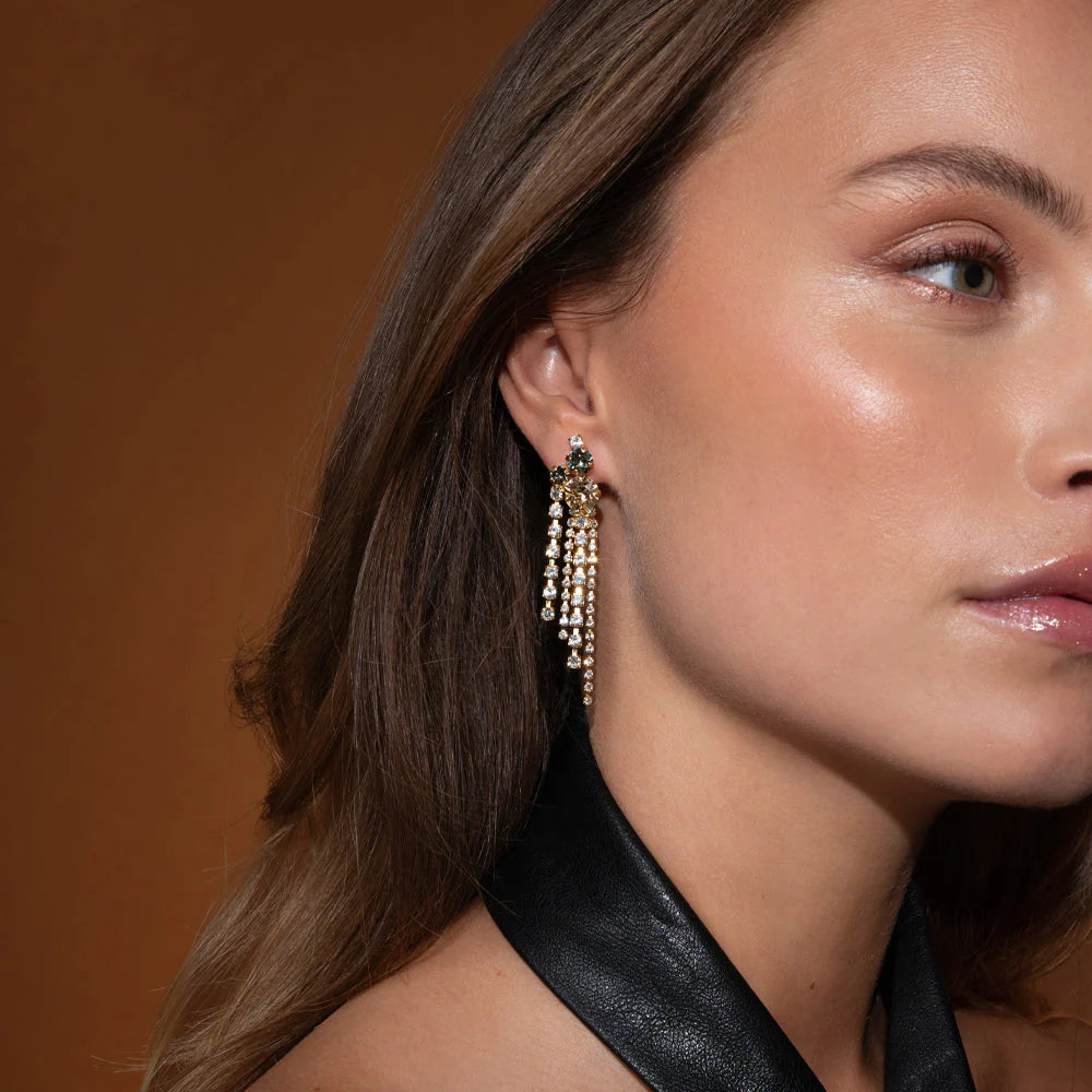 Caroline Svedbom Amy Earrings Gold Black Golden Combo