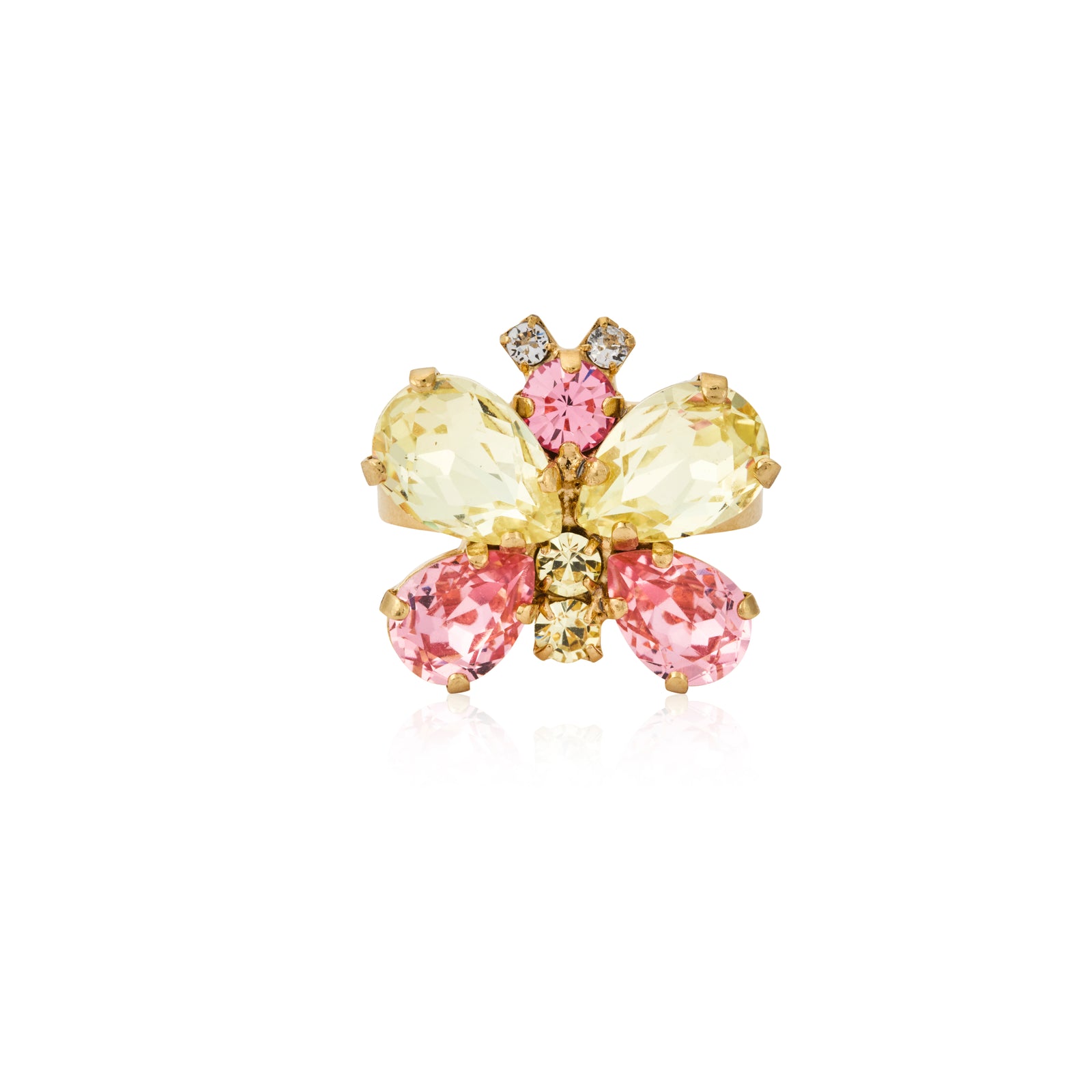Caroline Svedbom Butterfly Ring Gold-Jonquil/Light Rose