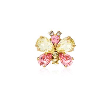 Caroline Svedbom Butterfly Ring Gold-Jonquil/Light Rose