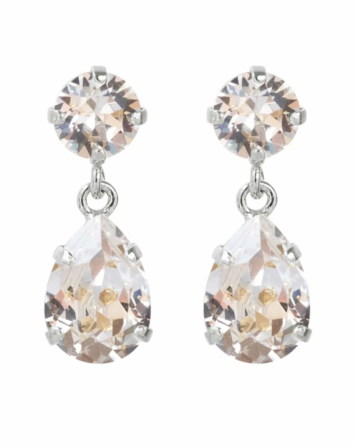 Caroline Svedbom Mini Drop Rhodium Earrings - Crystal