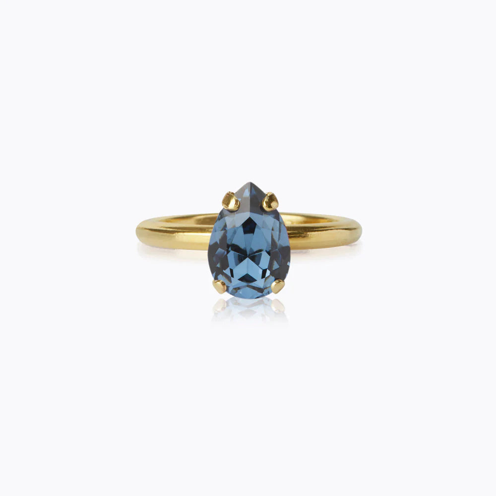 Caroline Svedbom Petite Drop Ring Gold Denim Blue