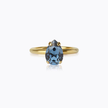 Caroline Svedbom Petite Drop Ring Gold Denim Blue
