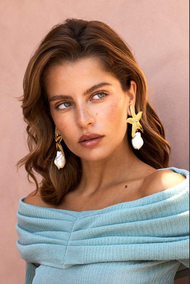 Caroline Svedbom Sea Star Pearl -Statement Earring - Gold