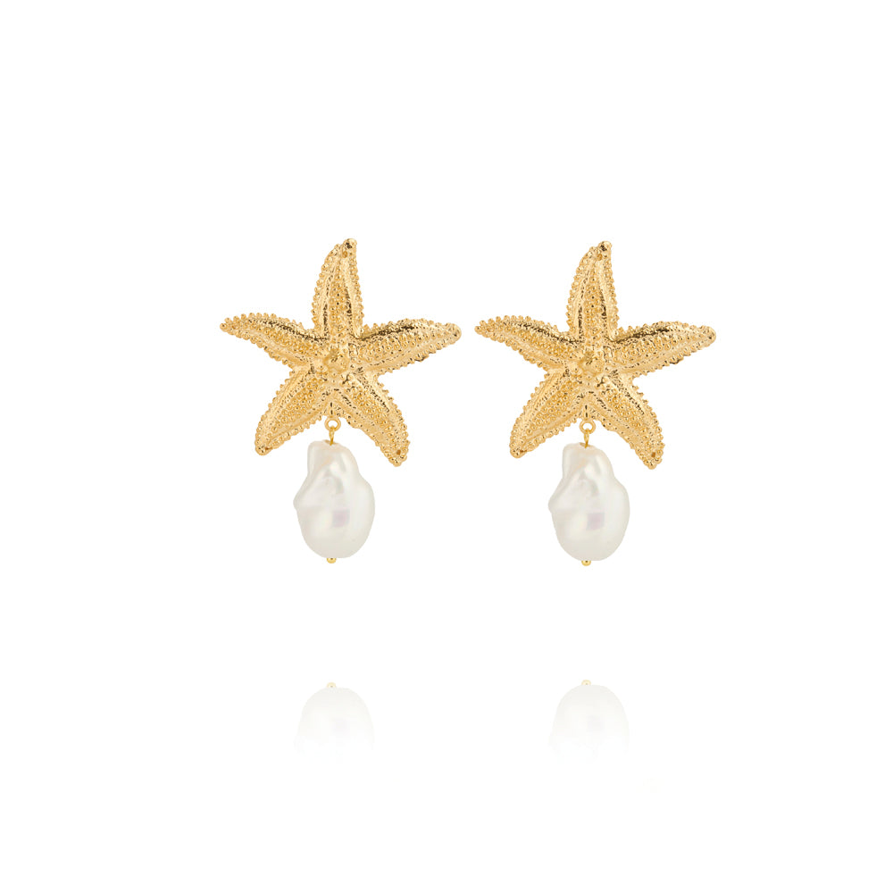 Caroline Svedbom Sea Star Pearl Statement Earring - Gold