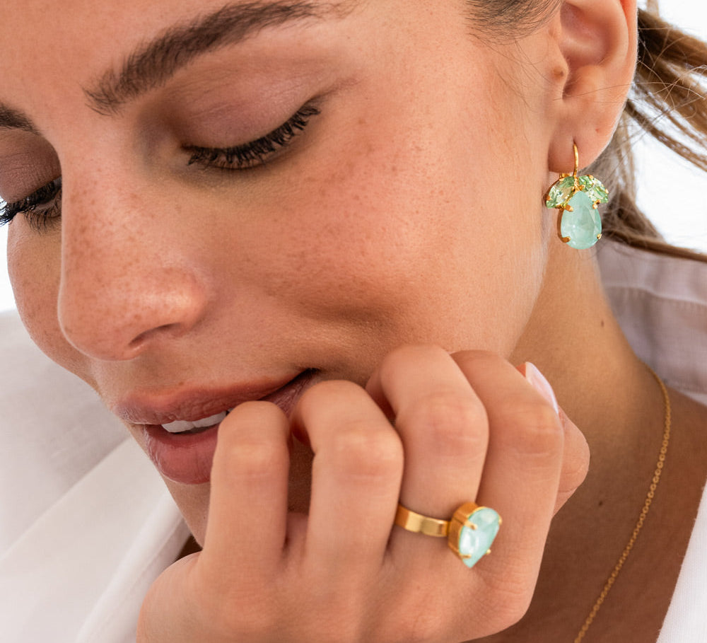 Caroline Svedbom Timo Earrings Gold Soft Mint