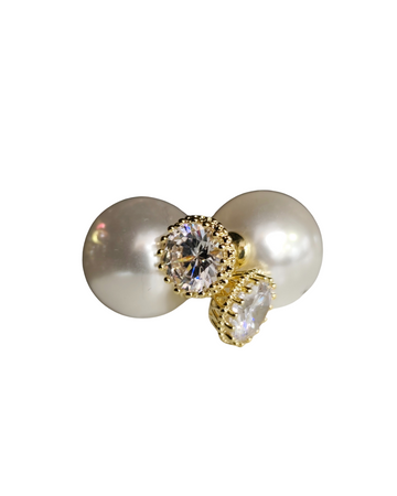 Corona Pearl/Swarovski Circle Earrings - Gold