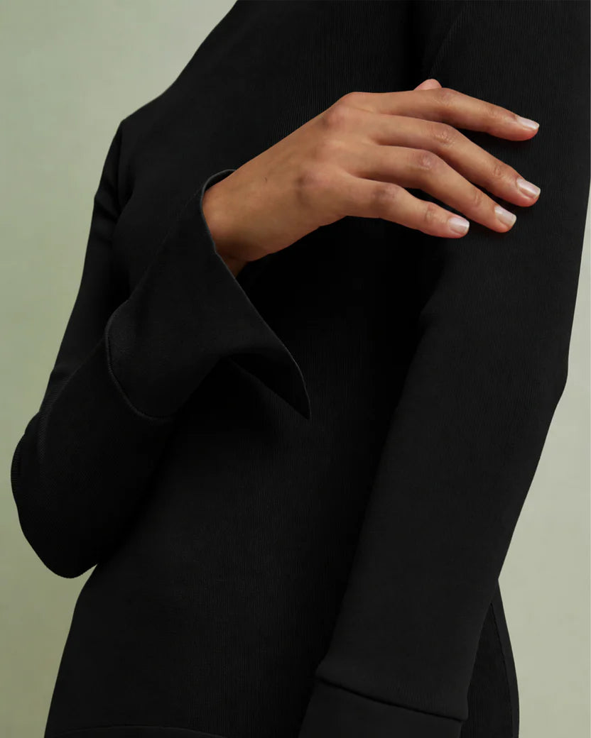 Florere Acacia Black Mockable Midi Length Dress