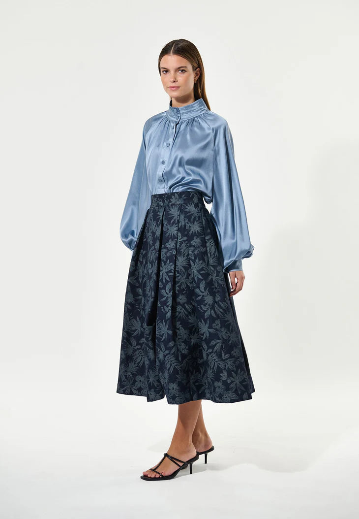 Dea Kudibal Abey Floral Print Denim Flared Skirt