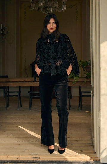 Dea Kudibal Amina Black Embroidery Cape With Buttons