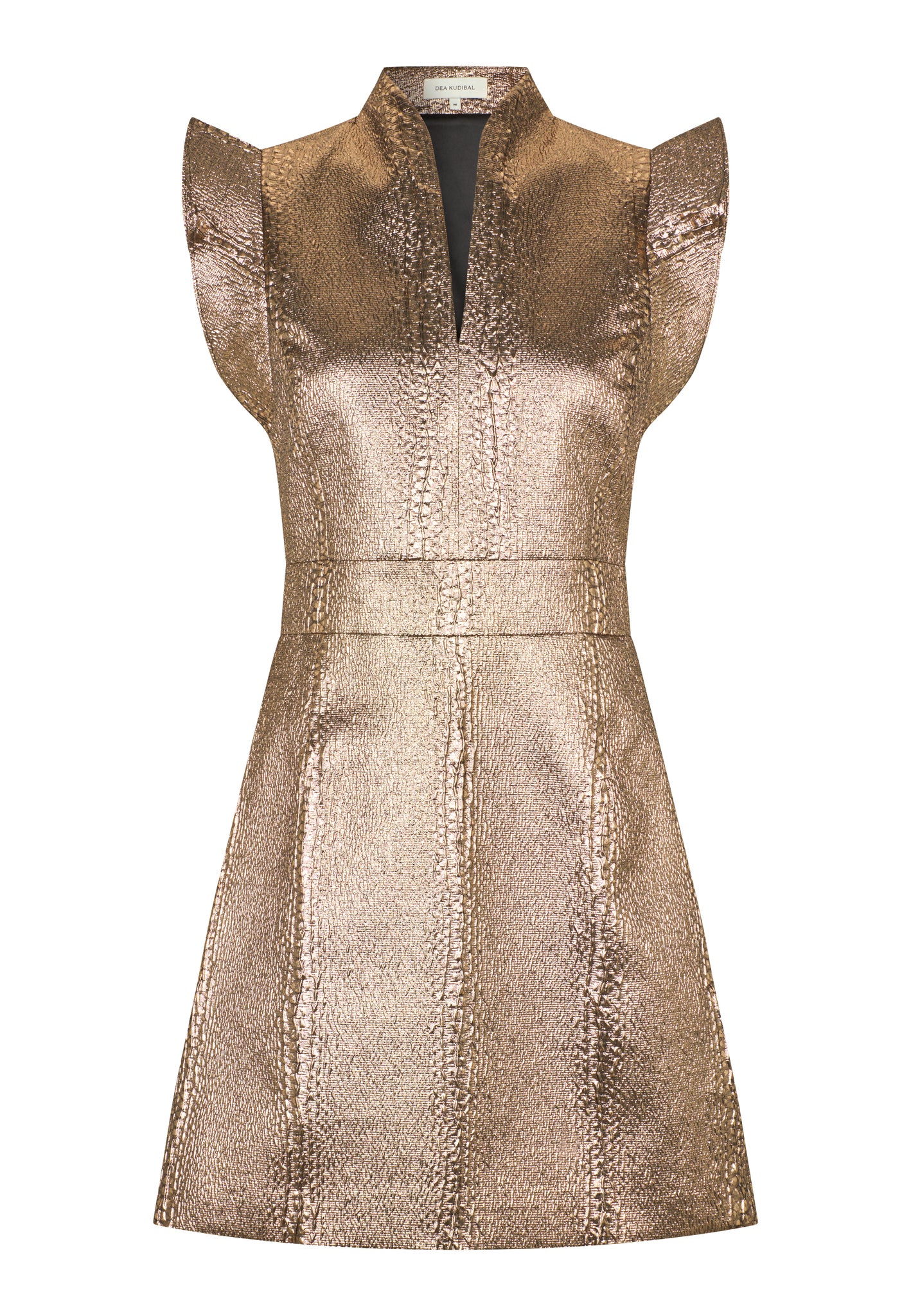Dea Kudibal Ditta Black Gold Short Dress With V Neck