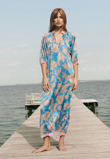 Dea Kudibal Sabrina Dress With V Neckline - Grand Paisley Ocean