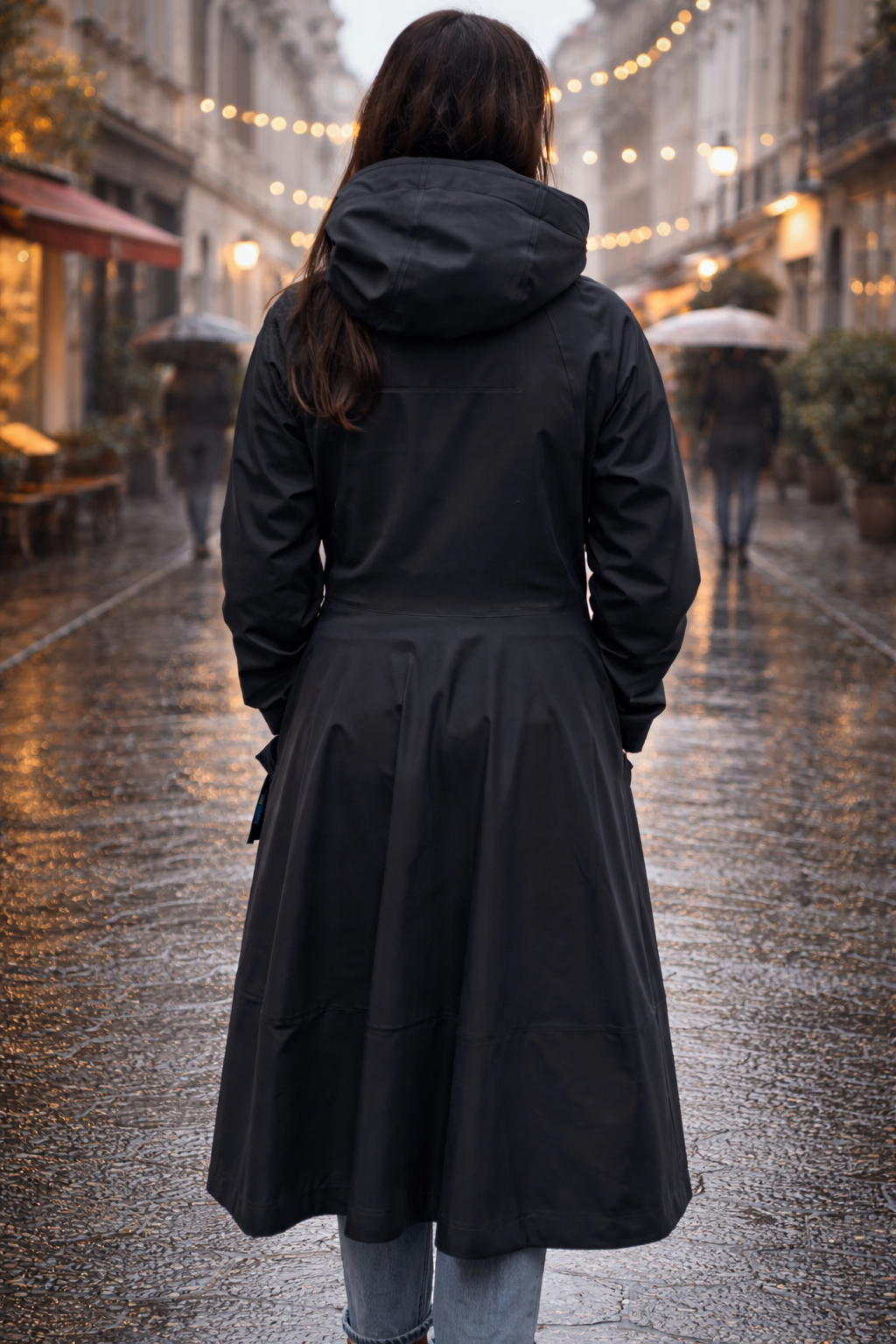 Sheena's Waterproof Hooded Raincoat - Black