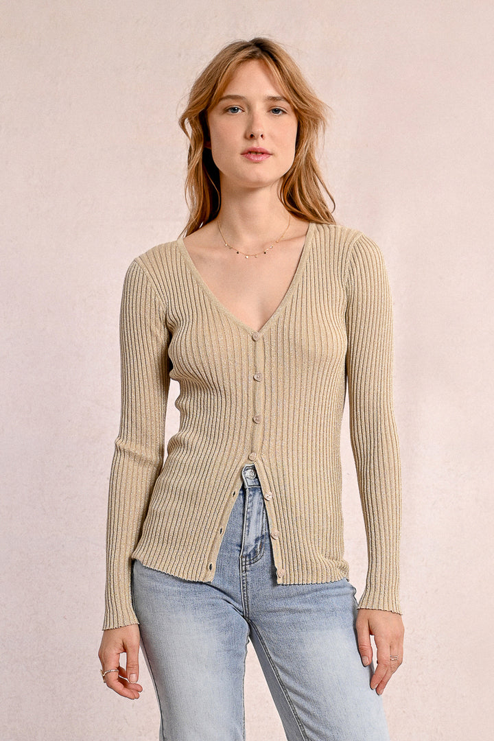 Molly Bracken Golden Beige Knitted Cardigan