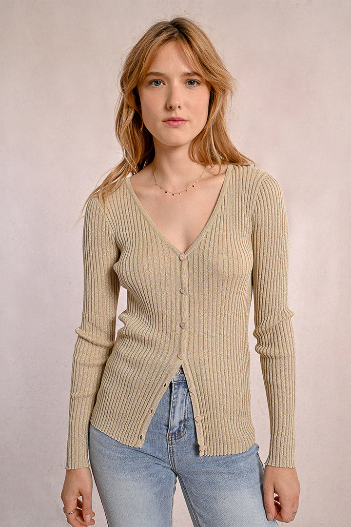 Molly Bracken Golden Beige Knitted Cardigan