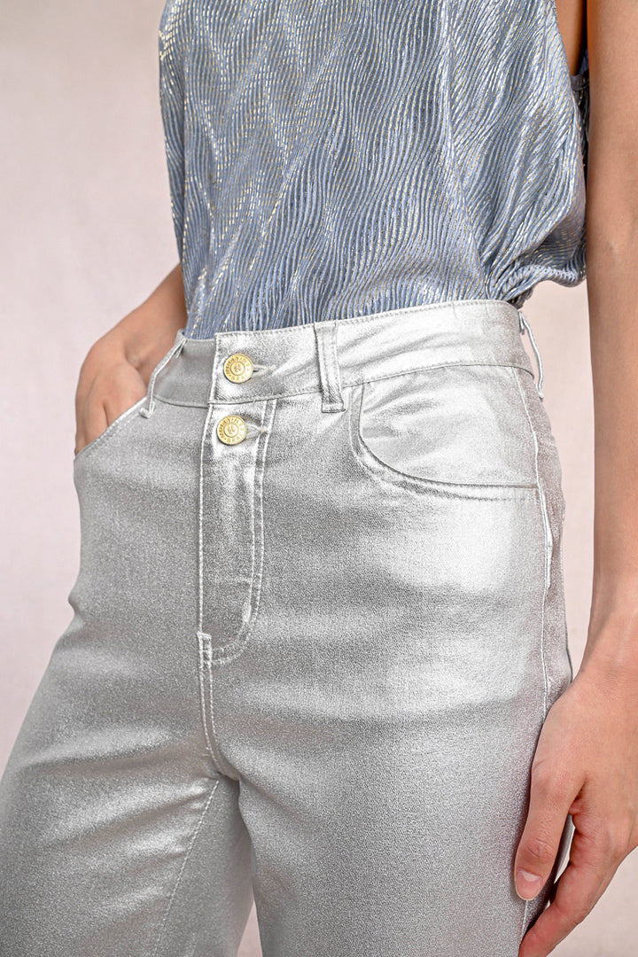 Molly Bracken Silver Metallic Trousers