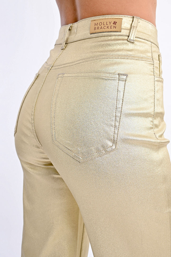 Molly Bracken Golden Beige Ladies Woven Pants