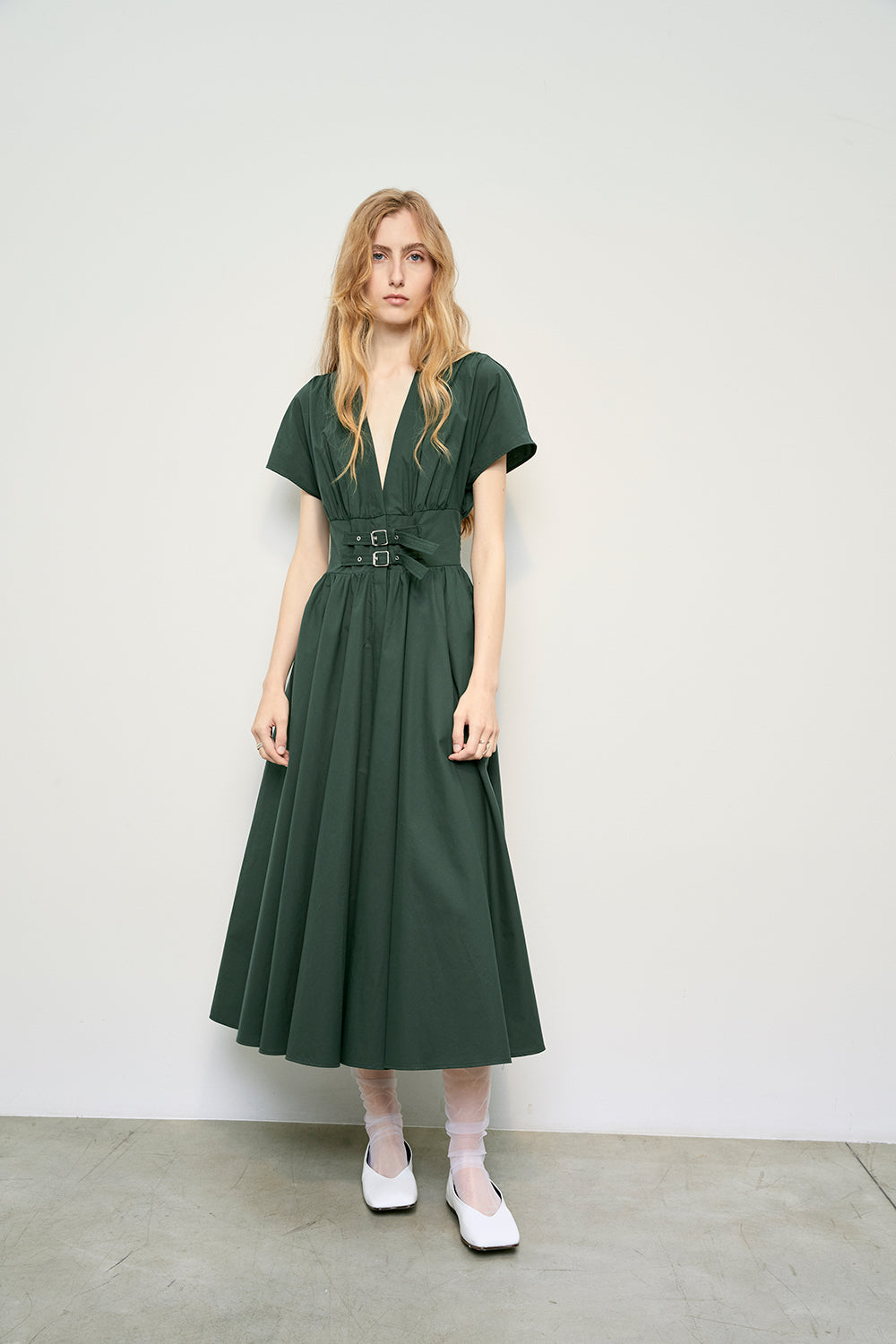 MEIMEIJ Evergreen Belted Midi Dress