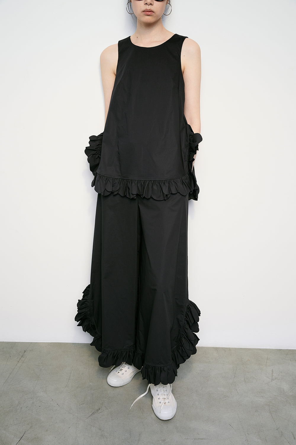 MEIMEIJ Black Ruffle Trousers