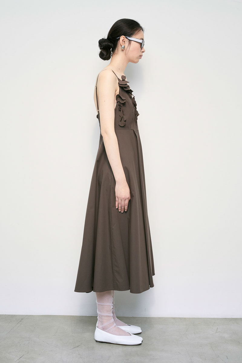 MEIMEIJ Chocolate V Neck Strappy Dress