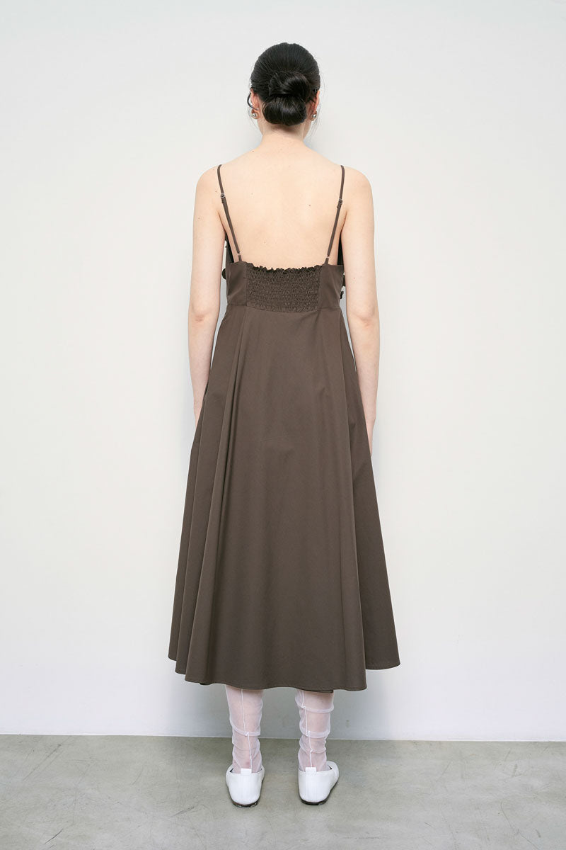 MEIMEIJ Chocolate V Neck Strappy Dress