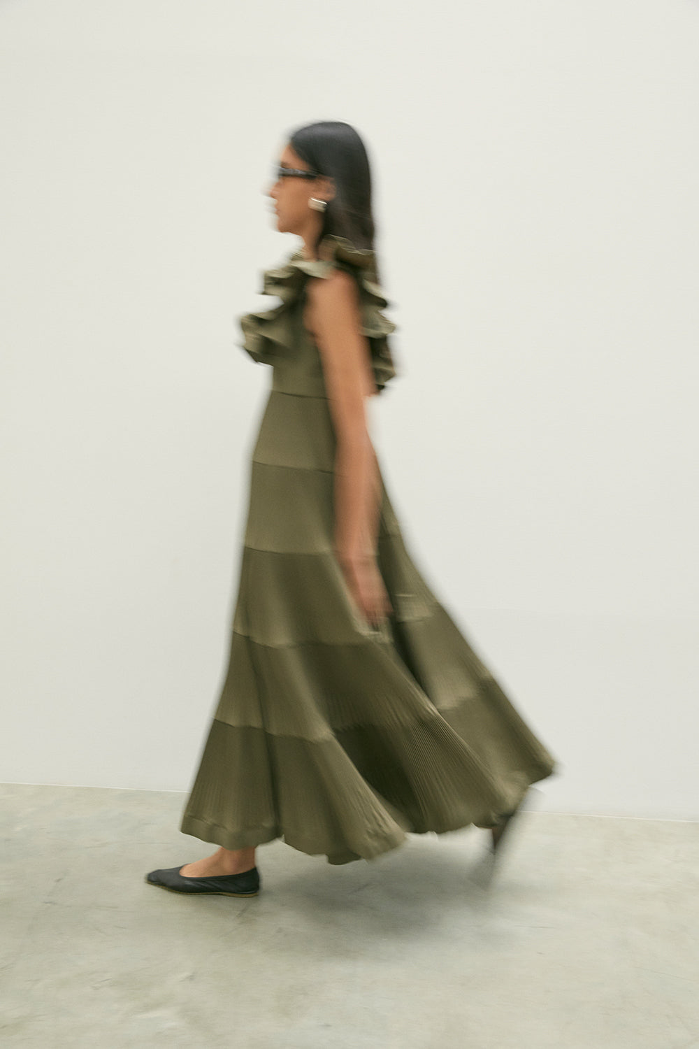 MEIMEIJ Avocado Ruffle Dress
